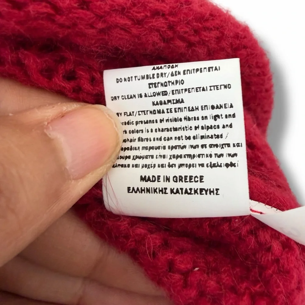 Ozai N Ku Red Lagenlook Oversized Mockneck Sweater Wool Mohair Blend Size Large